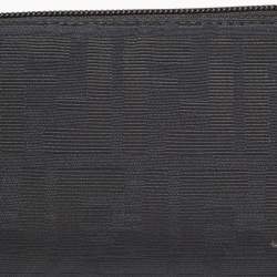 Pre Owned Fendi Black Zucca Canvas Cosmetic Pouch