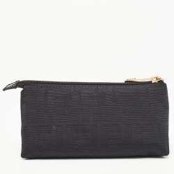 Pre Owned Fendi Black Zucca Canvas Cosmetic Pouch