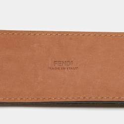 مملوكة مسبقًا Fendi Brown/Black Zucca Velvet and Pleated Leather Waist Belt 85CM