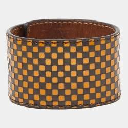 Pre Owned Fendi Leather Gold Tone Bracelet