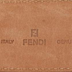 مملوكة مسبقًا Fendi Brown Lizard Embossed Leather FF Crystal Logo Buckle Belt 85 CM