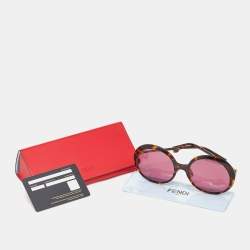 Pre Owned Fendi Brown Havana/Pink FF 0430/S Oval Sunglasses