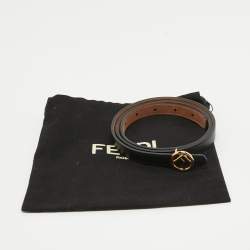 Pre Owned Fendi Black Leather F is Fendi Slim Belt 85 CM