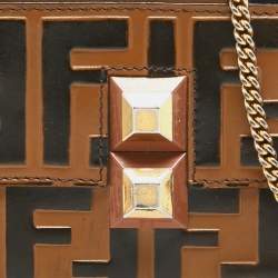 Fendi Brown/Black Zucca Leather iPhone X Case Chain Strap