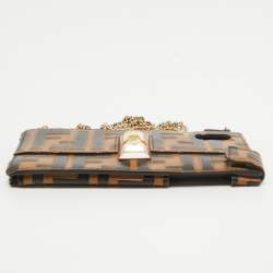 Fendi Brown/Black Zucca Leather iPhone X Case Chain Strap