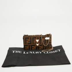 Fendi Brown/Black Zucca Leather iPhone X Case Chain Strap