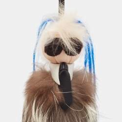 Pre Owned Fendi Multicolor Mink Fur and Leather Karlito Bag Charm