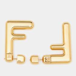 Pre Owned Fendi FF Gold Tone Earrings