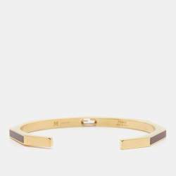 Pre Owned Fendi Baguette Enamel Gold Tone Bracelet 
