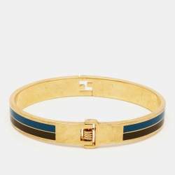 Pre Owned Fendi Fendista Enamel Gold Tone Bracelet M