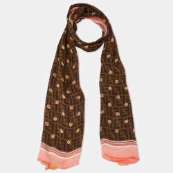 Pre Owned Fendi Brown FF Charm Print Silk Stole 