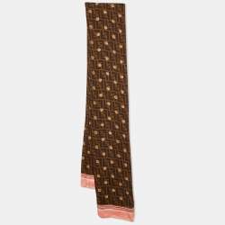 Pre Owned Fendi Brown FF Charm Print Silk Stole 