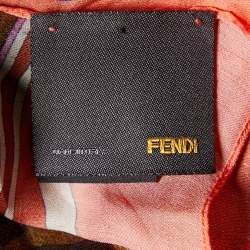 Pre Owned Fendi Brown FF Charm Print Silk Stole 