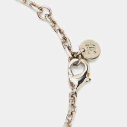 Pre Owned Fendi Silver Tone FF Tag Chain Bracelet