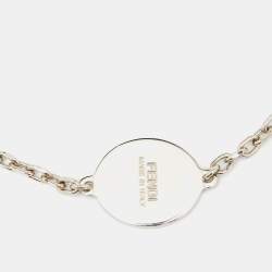 Pre Owned Fendi Silver Tone FF Tag Chain Bracelet