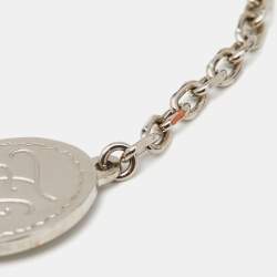 Pre Owned Fendi Silver Tone FF Tag Chain Bracelet