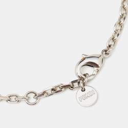 Pre Owned Fendi Silver Tone FF Tag Chain Bracelet
