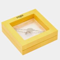 Pre Owned Fendi Silver Tone FF Tag Chain Bracelet