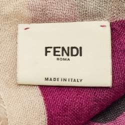 Pre Owned Fendi Multicolor Monster Eye Print Wool & Silk Scarf