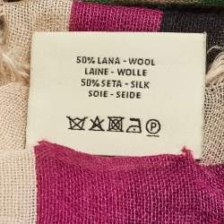 Pre Owned Fendi Multicolor Monster Eye Print Wool & Silk Scarf