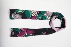 Pre Owned Fendi Lavender/Black Floral Print Silk Stole