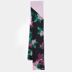 Fendi Lavender/Black Floral Print Silk Stole