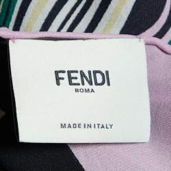 Pre Owned Fendi Lavender/Black Floral Print Silk Stole