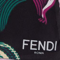 Pre Owned Fendi Lavender/Black Floral Print Silk Stole