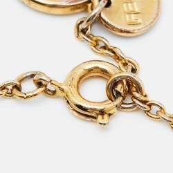 Pre Owned Fendi F is Fendi Gold Tone Crystal Logo Station Bracelet