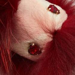 Pre Owned Fendi Mulitcolor Fox Fur and Leather Eye Studded Cube Monster Bag Charm