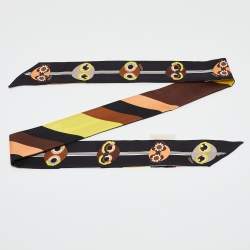 Pre Owned Fendi Multicolor Bugs Monster Print Silk Bandeau Scarf