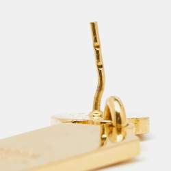 Pre Owned Fendi Gold Tone Pink Enamel Drop Earrings