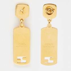 Pre Owned Fendi Gold Tone Pink Enamel Drop Earrings