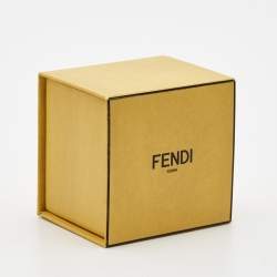 Pre Owned Fendi  Forever Enamel Gold Tone Ring Size 55