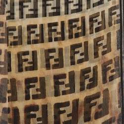 Pre Owned Fendi Vintage Brown Zucca/Leopard Print Sheer Silk Scarf
