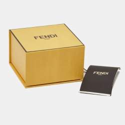 Pre Owned Fendi F Is Fendi Crystal Silver Tone Open Cuff Bracelet S