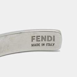 Pre Owned Fendi F Is Fendi Crystal Silver Tone Open Cuff Bracelet S