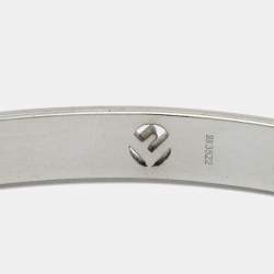 Pre Owned Fendi F Is Fendi Crystal Silver Tone Open Cuff Bracelet S