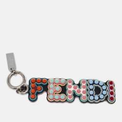 Pre Owned Fendi Multicolor Leather Logo Spike USB Key Chain