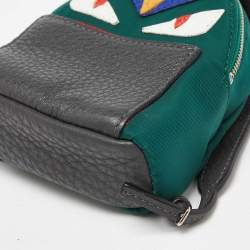 Pre Owned Fendi Multicolor Leather, Fur and Nylon Micro Monster Backpack Bag Charm