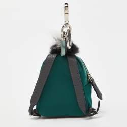 Pre Owned Fendi Multicolor Leather, Fur and Nylon Micro Monster Backpack Bag Charm