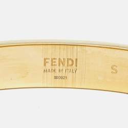 Pre Owned Fendi FF Logo Forever Enamel Gold Tone Bracelet S