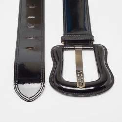 Pre Owned Fendi Black Patent Leather Wide Buckle Belt 90 CM