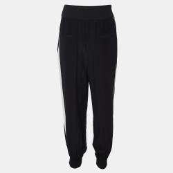 Pre Owned Fendi Black Silk Contrast Trimmed Joggers M