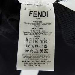 Pre Owned Fendi Black Silk Contrast Trimmed Joggers M