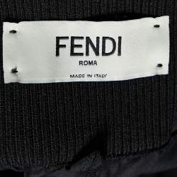 Pre Owned Fendi Black Silk Contrast Trimmed Joggers M