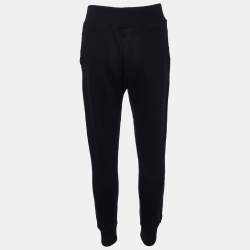 Pre Owned Fendi Black Knit Contrast Logo Print Trim Trackpants M