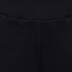 Pre Owned Fendi Black Knit Contrast Logo Print Trim Trackpants M