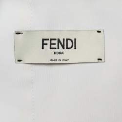 Fendi Gold/White Synthetic & Jersey Quilted Down Hoodie Jacket M