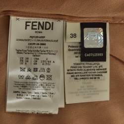 Pre Owned Fendi Green Printed Silk Pleated Midi Skirt S